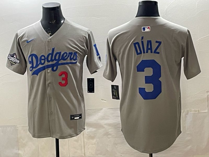 Men 2026 Los Angeles Dodgers #3 Diaz Grey Game Nike MLB Jersey style 006->los angeles dodgers->MLB Jersey